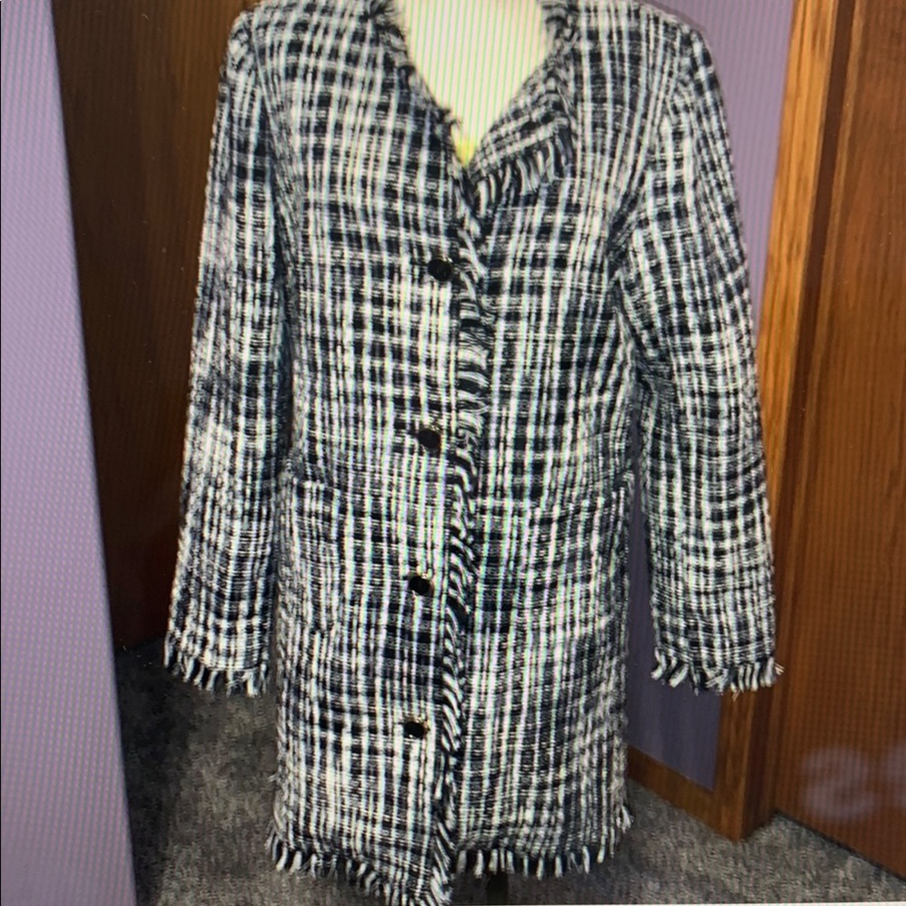 Kate Spade Tweed Women's Coat, size 12, black and white